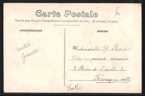 AK La Suze, Vue Partielle de la ville et du pont sur la rivière