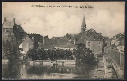 AK La Suze, Vue partielle et vieux château dit de Barbe Bleue