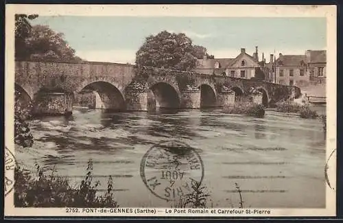 AK Pont-de-Gennes, Le Pont Romain et Carrefour St-Pierre