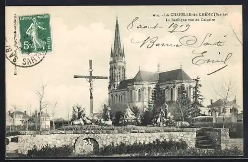 AK La Chapelle-du-Chêne, La Basilique vue du Calvaire