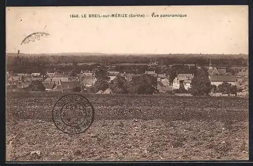 AK Le Breil-sur-Mérize, Vue panoramique du village et des champs environnants