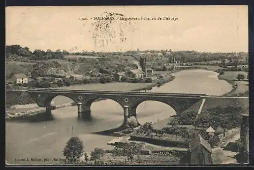 AK Solesmes, Le nouveau Pont, vue de l`Abbaye