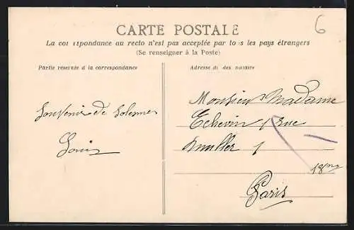 AK Solesmes, Ancienne Abbaye des Bénédictins et rivière en perspective