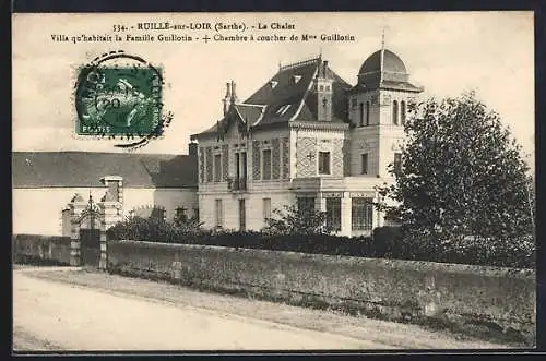 AK Ruillé-sur-Loir, Le Chalet, Villa de la famille Guillotin, chambre à coucher de Mme Guillotin