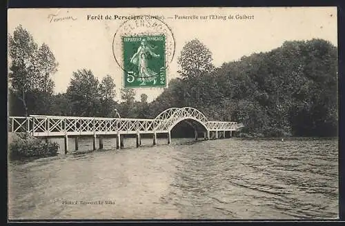 AK Perseigne, Passerelle sur l`Étang de Guibert dans la forêt