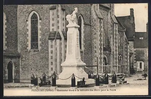 AK Précigné, Monument élevé à la mémoire des Morts pour la Patrie