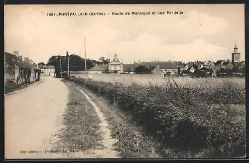 AK Pontvallain, Route de Mansigné et vue partielle