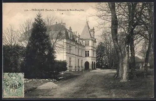 AK Précigné, Château de Bois-Dauphin et allée bordée d`arbres