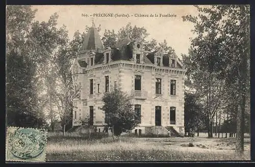 AK Précigné, Château de la Fusellerie entouré d`arbres