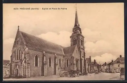 AK Précigné, Église et Place St-Pierre