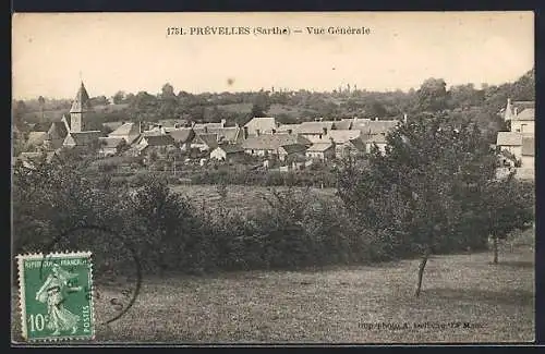 AK Prévelles, Vue générale du village et des environs verdoyants