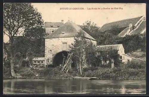 AK Sougé-le-Ganelon, Les bords de la Sarthe au Gué Ory