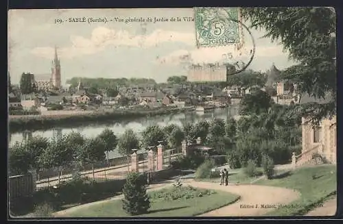 AK Sablé-sur-Sarthe, Vue générale du Jardin de la Ville