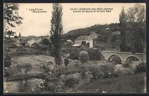 AK Saint-Léonard-des-Bois, Entrée du Bourg et le Pont Neuf