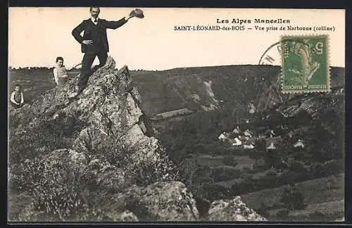 AK Saint-Léonard-des-Bois, Vue prise de Narbonne dans les Alpes Mancelles (colline)