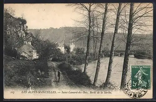 AK Saint-Léonard-des-Bois, Bords de la Sarthe dans les Alpes Mancelles