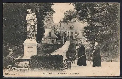 AK Teloché, Le Rancher et l`Avenue avec statue et religieuses