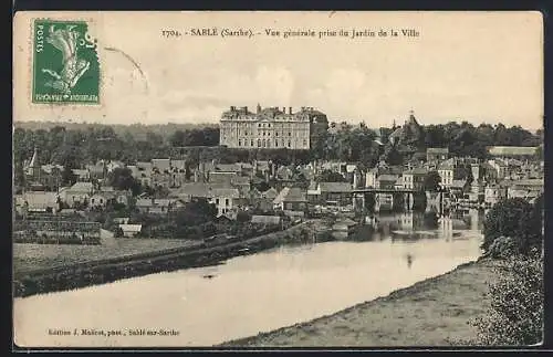 AK Sablé, Vue générale prise du Jardin de la Ville