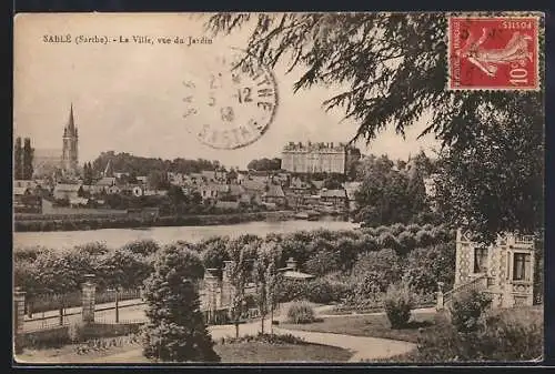 AK Sablé, La Ville, vue du Jardin