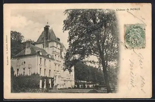 AK Poncé-sur-le-Loir, Château de Poncé entouré d`arbres majestueux