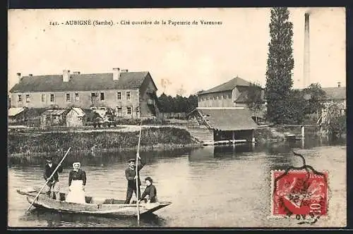 AK Aubigné, Cité ouvrière de la Papeterie de Varennes