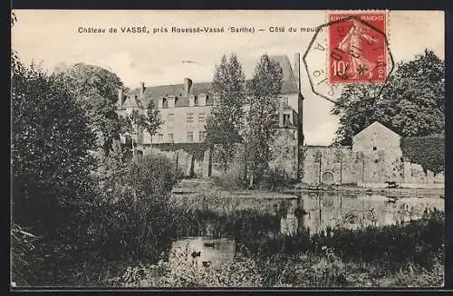 AK Vassé, Côté du moulin au Château de Vassé près Rouessé-Vassé (Sarthe)