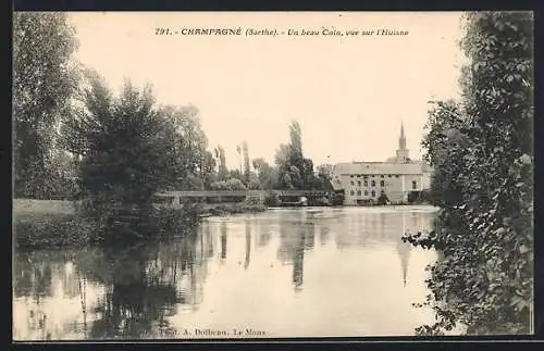 AK Champagné, Un beau coin, vue sur l`usine