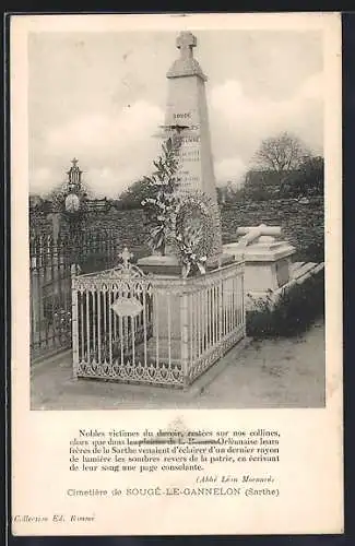 AK Sougé-le-Gannelon, Monument commémoratif au cimetière (Sarthe)