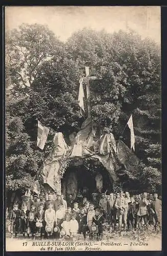 AK Ruillé-sur-Loir, Providence, Fête-Dieu du 22 juin 1910, Reposoir