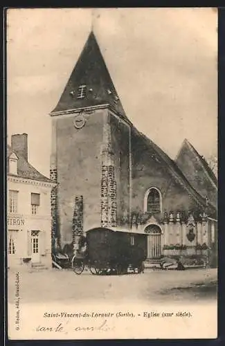 AK Saint-Vincent-du-Lorouër, Église (XIIIe siècle) et bâtiments adjacents