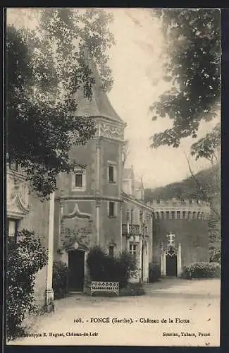 AK Poncé-sur-le-Loir, Château de la Flotte avec tour et végétation environnante