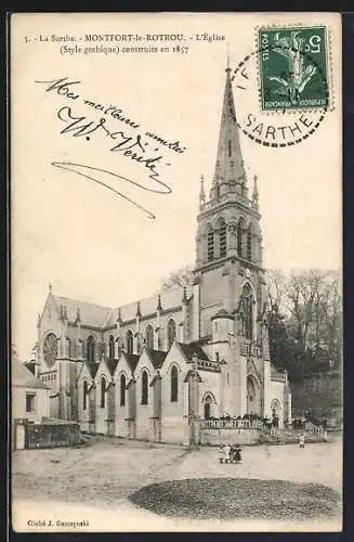 AK Montfort-le-Rotrou, L`Église gothique construite en 1857