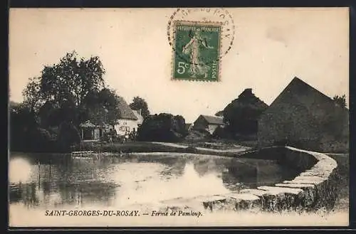 AK Saint-Georges-du-Rosay, Ferme de Pamploup au bord de l`étang