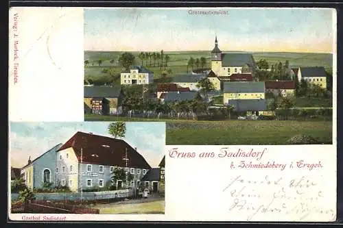 AK Sadisdorf, Gasthof Sadisdorf, Gesamtansicht