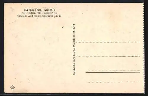 AK Geisingen / Baden, Kreispflege-Anstalt in der Tuttlingerstrasse 11, Oekonomiegebäude