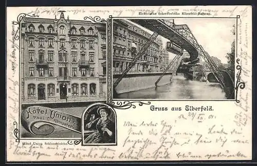 AK Elberfeld, die elektrische Schwebebahn, Hotel Union