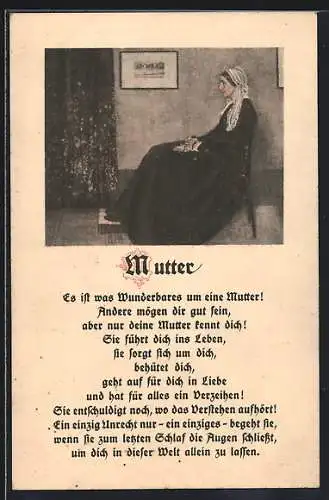 AK Gedicht zum Muttertag, Es ist was wunderbares um eine Mutter...