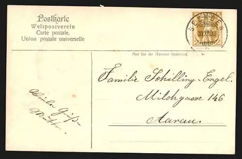 Präge-AK Jahreszahl 1909 mit Kleeblättern und Hufeisen