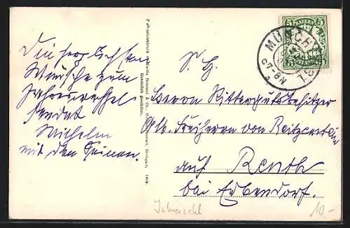 Künstler-AK Ein frohes Jahr, Jahreszahl 1910 mit Tannenzweigen