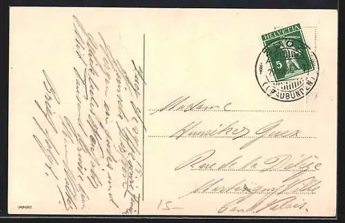 AK Neujahrsgruss, Kind trägt Glücksschwein in einem Korb, Kleeblatt und Hufeisen