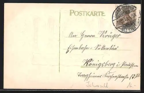 Präge-AK Neujahrsgruss 1911 mit goldener Jahreszahl und Blüten