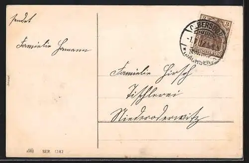 AK Jahreszahl 1917, Tannenzweig und Neujahrsgrüsse