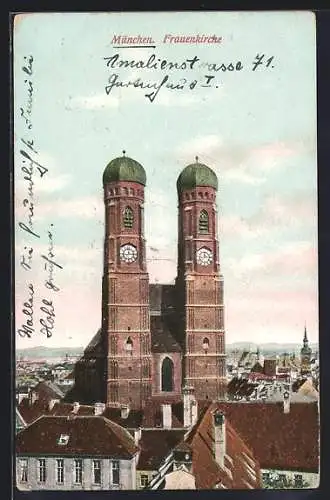 AK München, Blick zur Frauenkirche