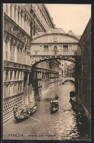 AK Venezia / Venedig, Ponte dei Sospiri, Seufzerbrücke und Gondeln