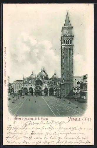 AK Venezia / Venedig, Piazza e Basilica di S. Marco, Markusplatz mit Basilika