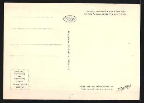 AK Mecki mit Feldmaus beim Nickerchen