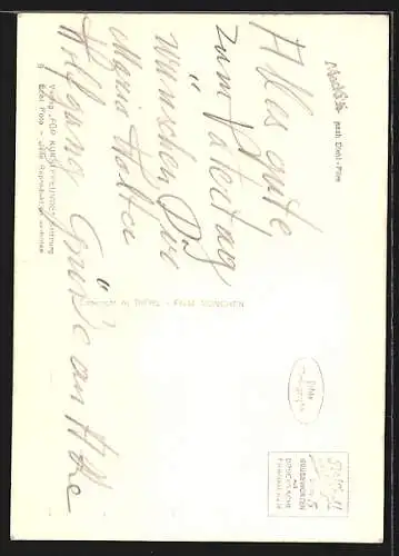 AK Mecki, Ohne Wein und ohne Liebe ist das Leben trübe!, Mecki mit Weinglas und Weinfass