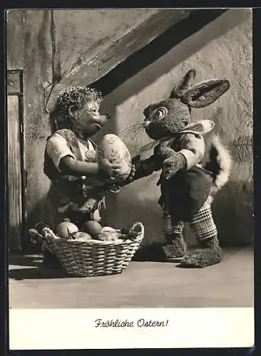 AK Mecki, Fröhliche Ostern!, Mecki mit den Osterhasen