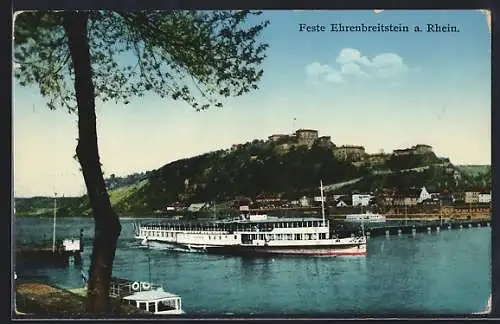 AK Ehrenbreitstein a. Rhein, Blick über den Rhein zur Feste