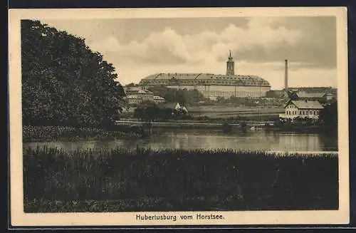 AK Wermsdorf, Hubertusburg vom Horstsee aus gesehen